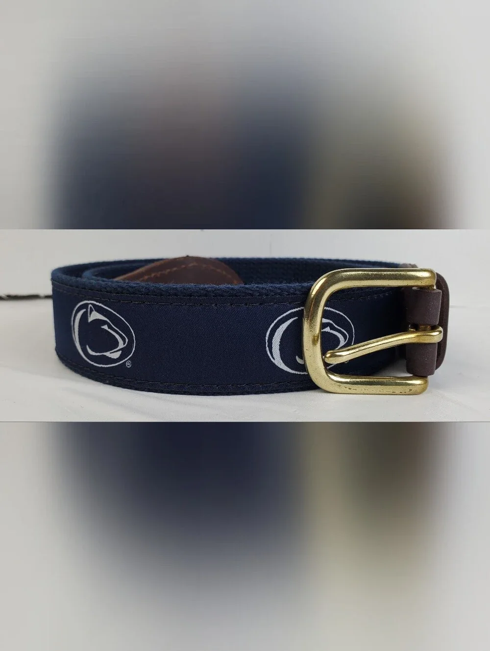Jardine NCAA Penn State Nittany Lions Golf Ribbon Belt Brass - Size 42 - EUC